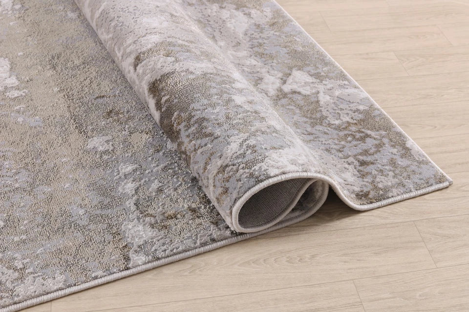 Luxury Premium Aurora Dune Metallic Beige Rug VE14 – Modern Abstract Rug for Living Room & Bedroom