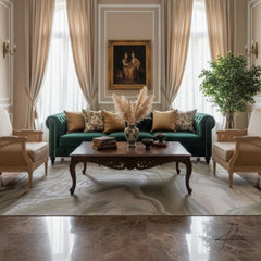 Luxury Premium Aurora Wawe Metallic Green Rug VE12 – Modern Abstract Rug for Living Room & Bedroom