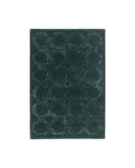 Luxury Nexus Octagon Petrol Rug 160x230cm, Hand Carved For Living Room & Bedroom