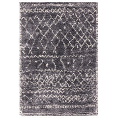 Modern Alto Grey & Cream Moroccan Shaggy Rug 160x230cm – Luxurious Shag Pile Rug