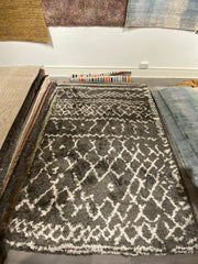 Modern Alto Grey & Cream Moroccan Shaggy Rug 160x230cm – Luxurious Shag Pile Rug