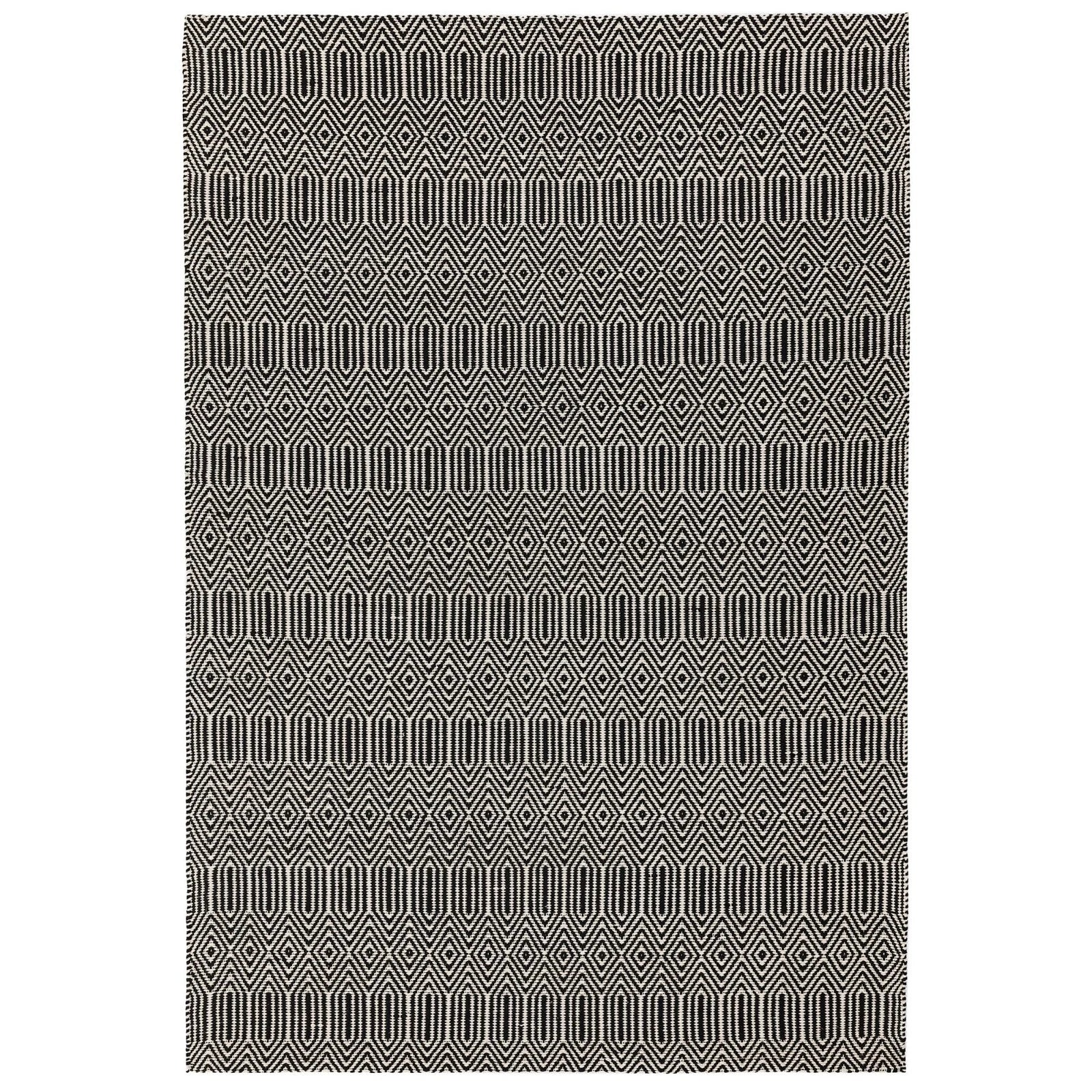Modern Ethnic Sloan Black Rug 100x150cm – Hand Woven for Living Room & Bedroom By Home Furniture UK (RRP £200)