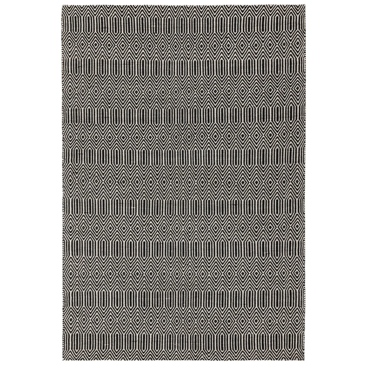 Modern Ethnic Sloan Black Rug 100x150cm – Hand Woven for Living Room & Bedroom By Home Furniture UK (RRP £200)