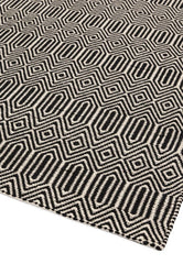 Modern Ethnic Sloan Black Rug 100x150cm – Hand Woven for Living Room & Bedroom By Home Furniture UK (RRP £200)