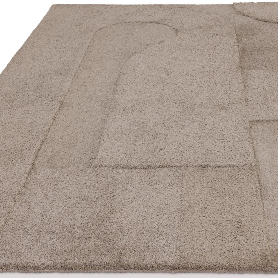 Modern Tova Moleskin Geometric Rug 160x230cm – For Bedroom & Living Room, Robot Tufted