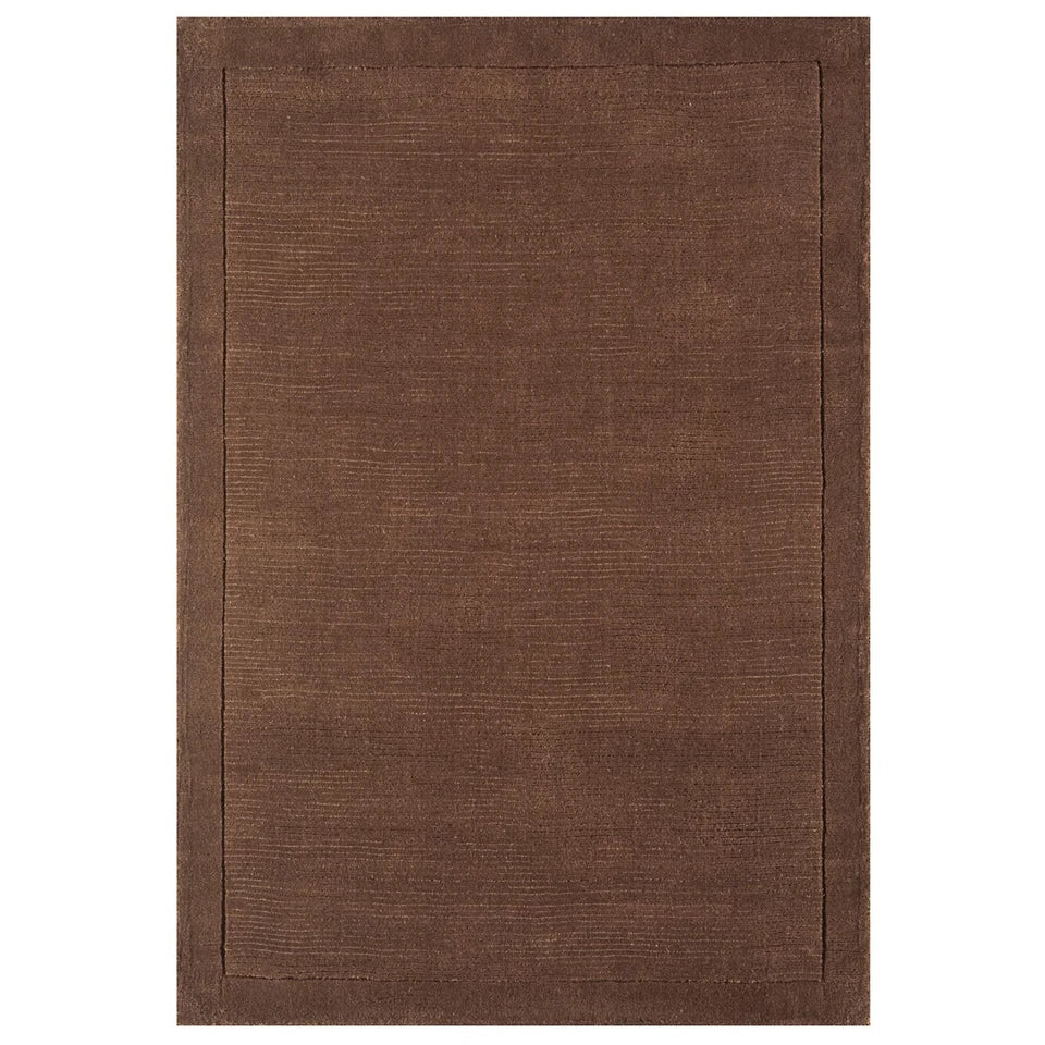Modern York Chocolate Brown Wool Rug 60x120cm, Hand Woven
