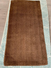 Modern York Chocolate Brown Wool Rug 60x120cm, Hand Woven