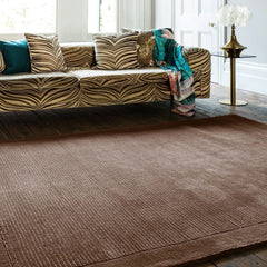 Modern York Chocolate Brown Wool Rug 60x120cm, Hand Woven