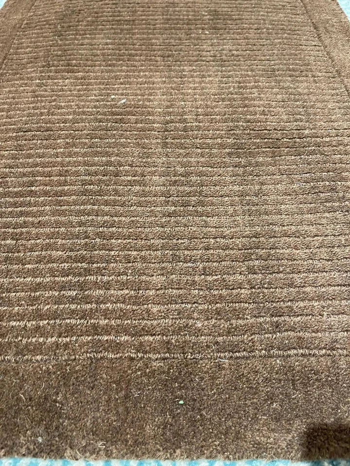 Modern York Chocolate Brown Wool Rug 60x120cm, Hand Woven