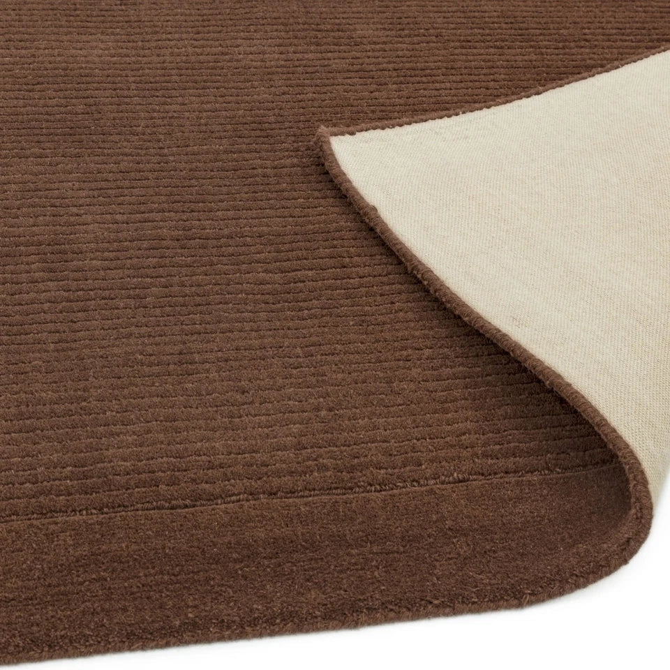Modern York Chocolate Brown Wool Rug 60x120cm, Hand Woven