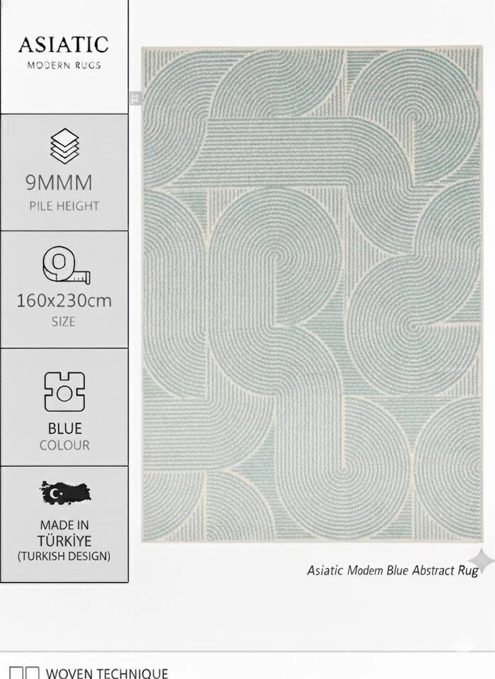 Muse Blue Contemporary Rug 160x230cm Premium Bedroom Living Room