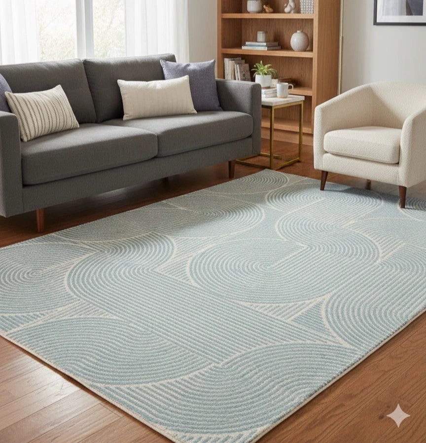 Muse Blue Contemporary Rug 160x230cm Premium Bedroom Living Room