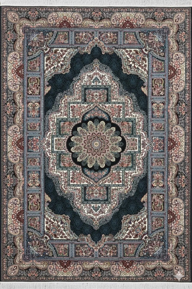 Navy Silk contemporary Rug 200x290cm Modern Bedroom Living Room Asia