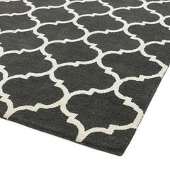 Premium Albany Ogee Charcoal Rug 160x230cm | Hand-Tufted for Bedroom & Living Room