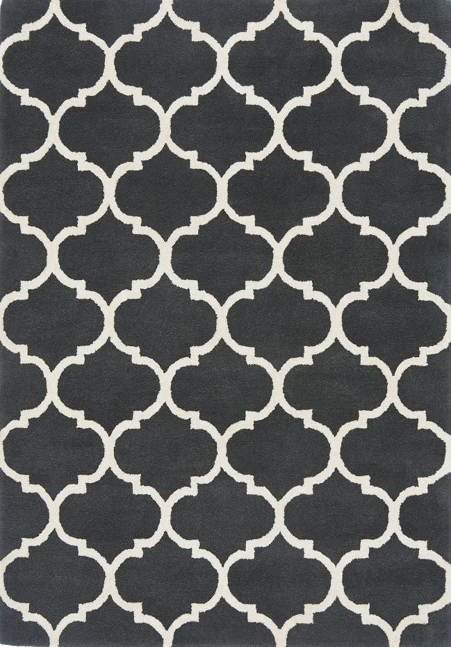 Albany Ogee Charcoal Rug for Bedroom & Livingroom 160x230cm