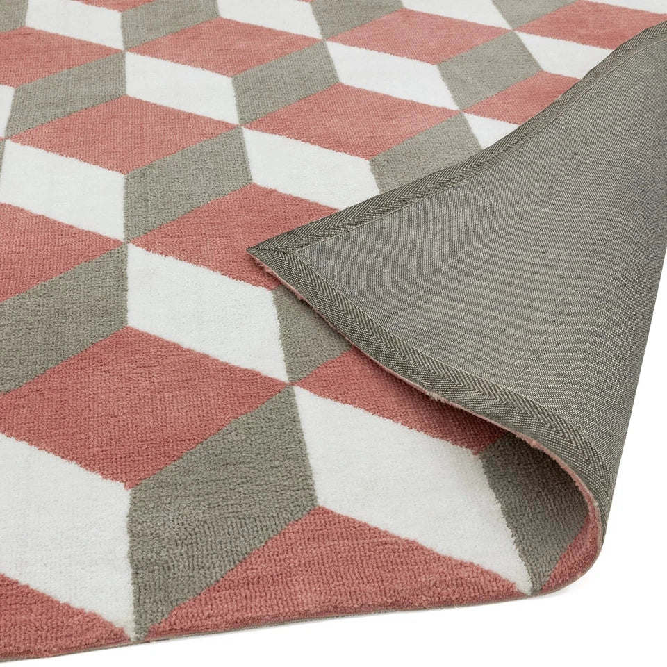 Premium Arlo Pink Block Geometric Rug 200x300cm – Soft Modern Rug
