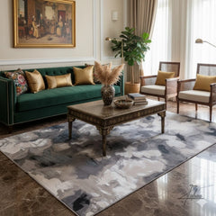 Premium Aurora Claudia Metallic Black Rug VE09 – Luxury Modern Rug for Living Room & Bedroom