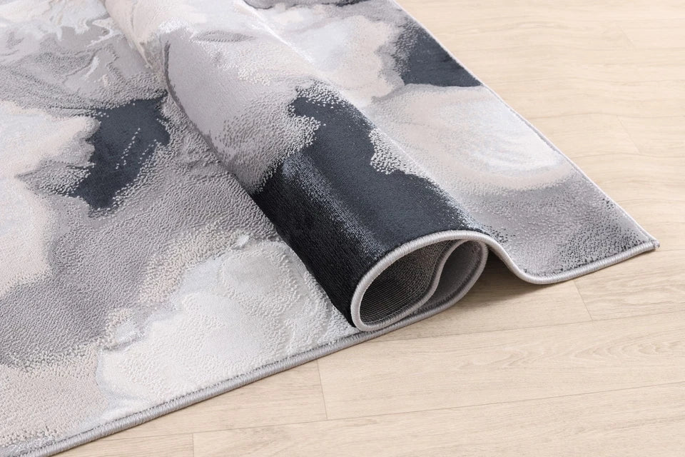 Premium Aurora Claudia Metallic Black Rug VE09 – Luxury Modern Rug for Living Room & Bedroom