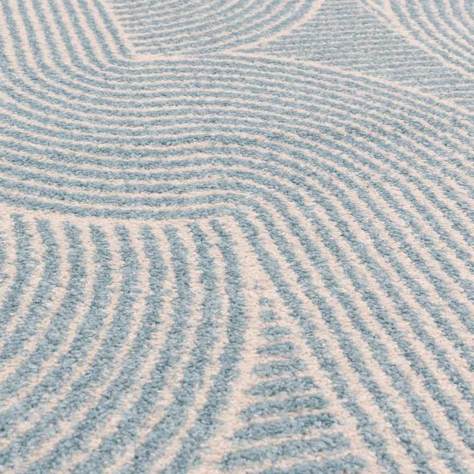 Premium Muse Blue Swirl Flatweave Rug 80x150cm – Abstract Pattern Rug