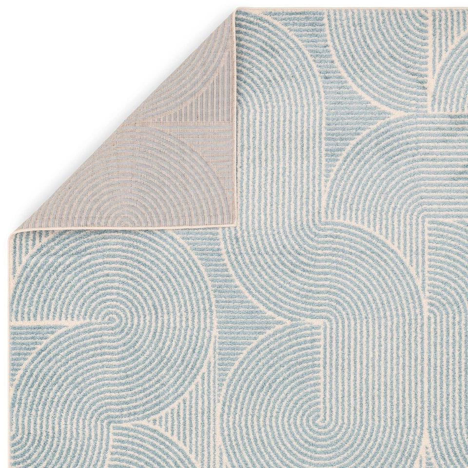 Premium Muse Blue Swirl Flatweave Rug 80x150cm – Abstract Pattern Rug