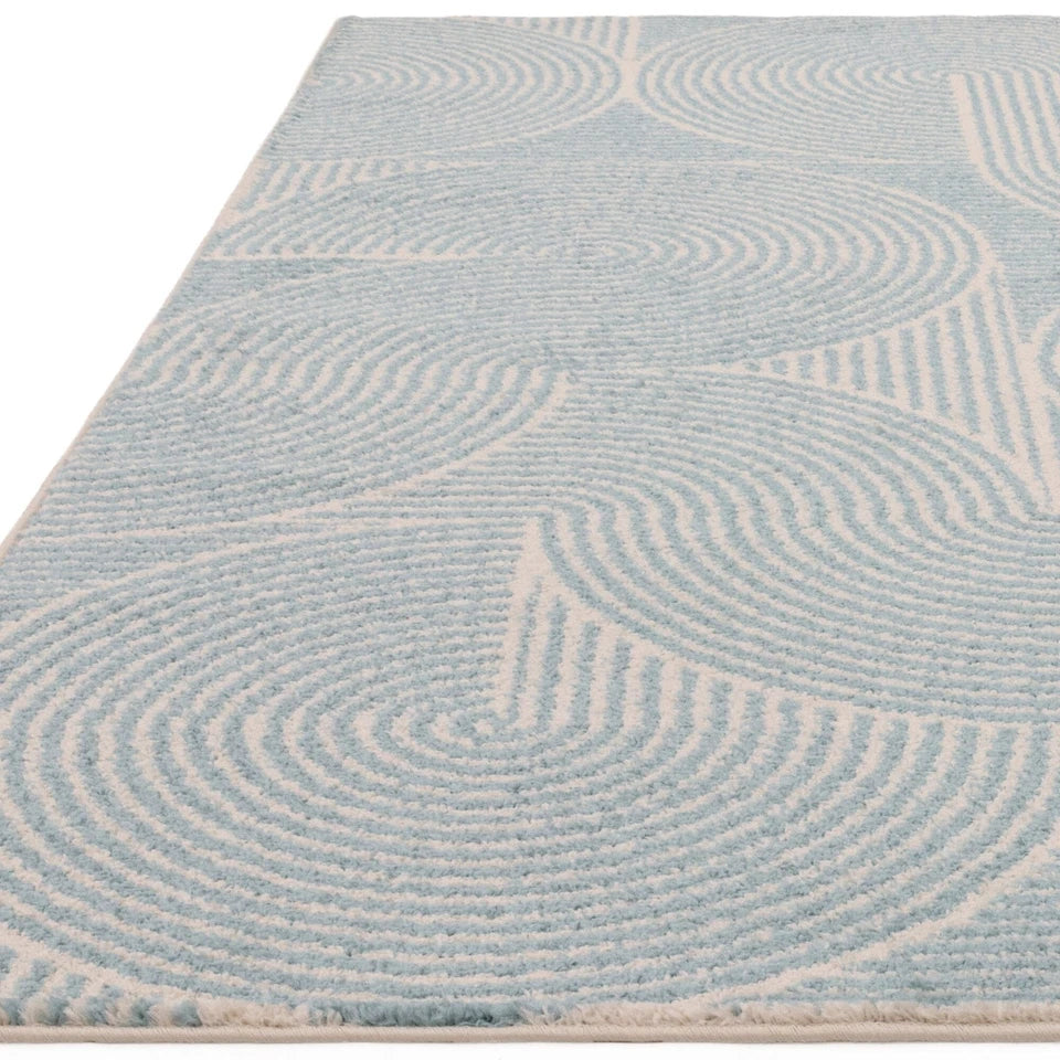 Premium Muse Blue Swirl Flatweave Rug 80x150cm – Abstract Pattern Rug
