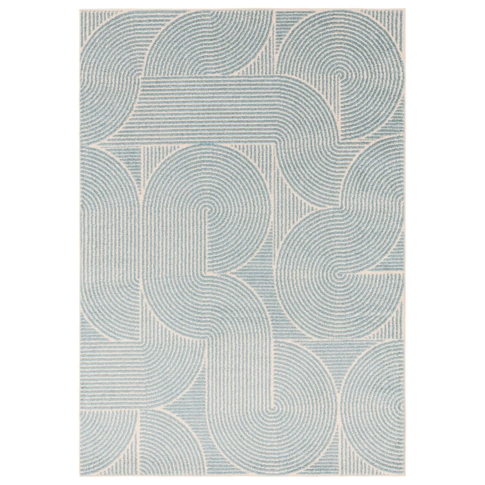 Premium Muse Blue Swirl Flatweave Rug 80x150cm – Abstract Pattern Rug