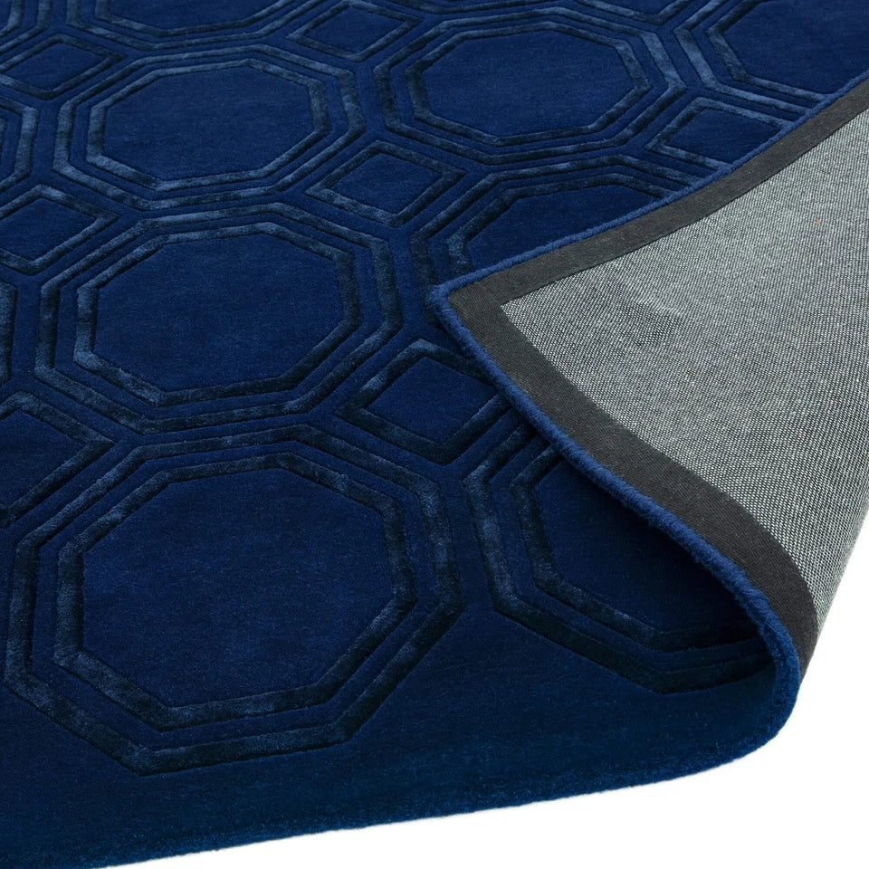 Premium Nexus Octagon Navy Rug 160x230cm – Hand-Tufted Wool & Viscose Rug
