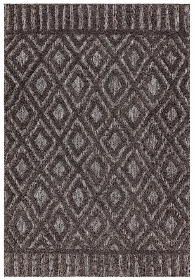Premium Salta Indoor/Outdoor Charcoal Diamond Rug 80x150cm – Durable Modern Rug