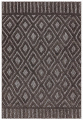 Premium Salta Indoor/Outdoor Charcoal Diamond Rug 80x150cm – Durable Modern Rug
