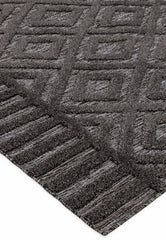 Premium Salta Indoor/Outdoor Charcoal Diamond Rug 80x150cm – Durable Modern Rug