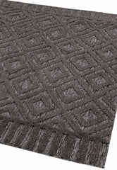 Premium Salta Indoor/Outdoor Charcoal Diamond Rug 80x150cm – Durable Modern Rug