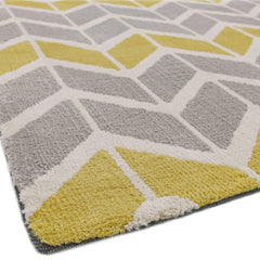 Premium Soft-Touch Microfiber Arlo Chevron Lemon/Grey Rug 200x300cm – Modern Geometric Rug