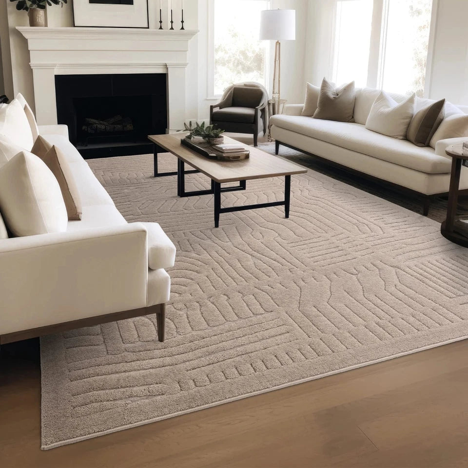 Premium Valley Natural Route Rug 160x230cm – 3D Carved Pattern
