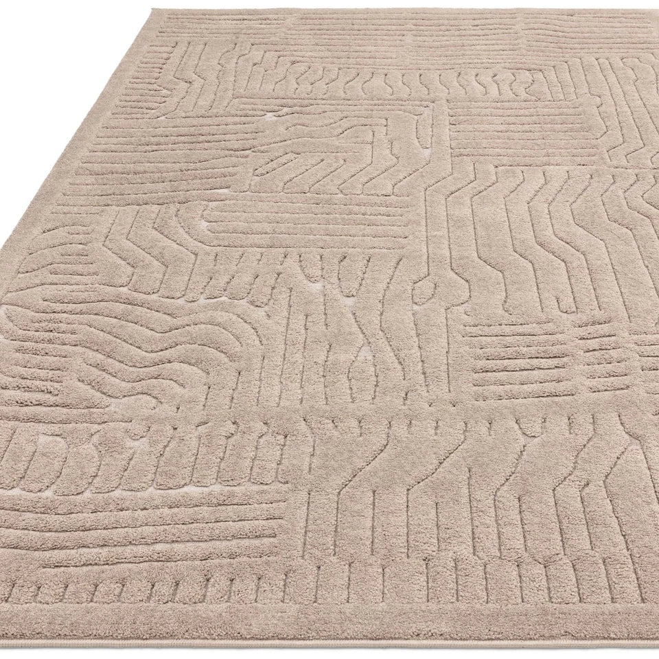 Premium Valley Natural Route Rug 160x230cm – 3D Carved Pattern