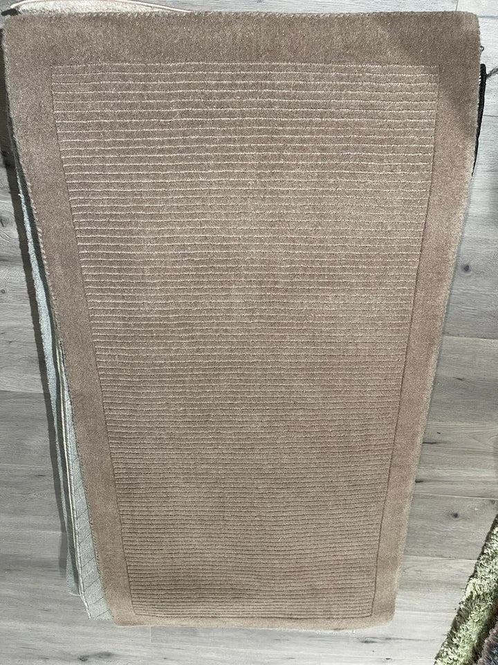 Premium York Taupe Hand Woven Wool Rug 80x150cm – Durable & Stylish Rug by Home Furniture UK (RRP £240)