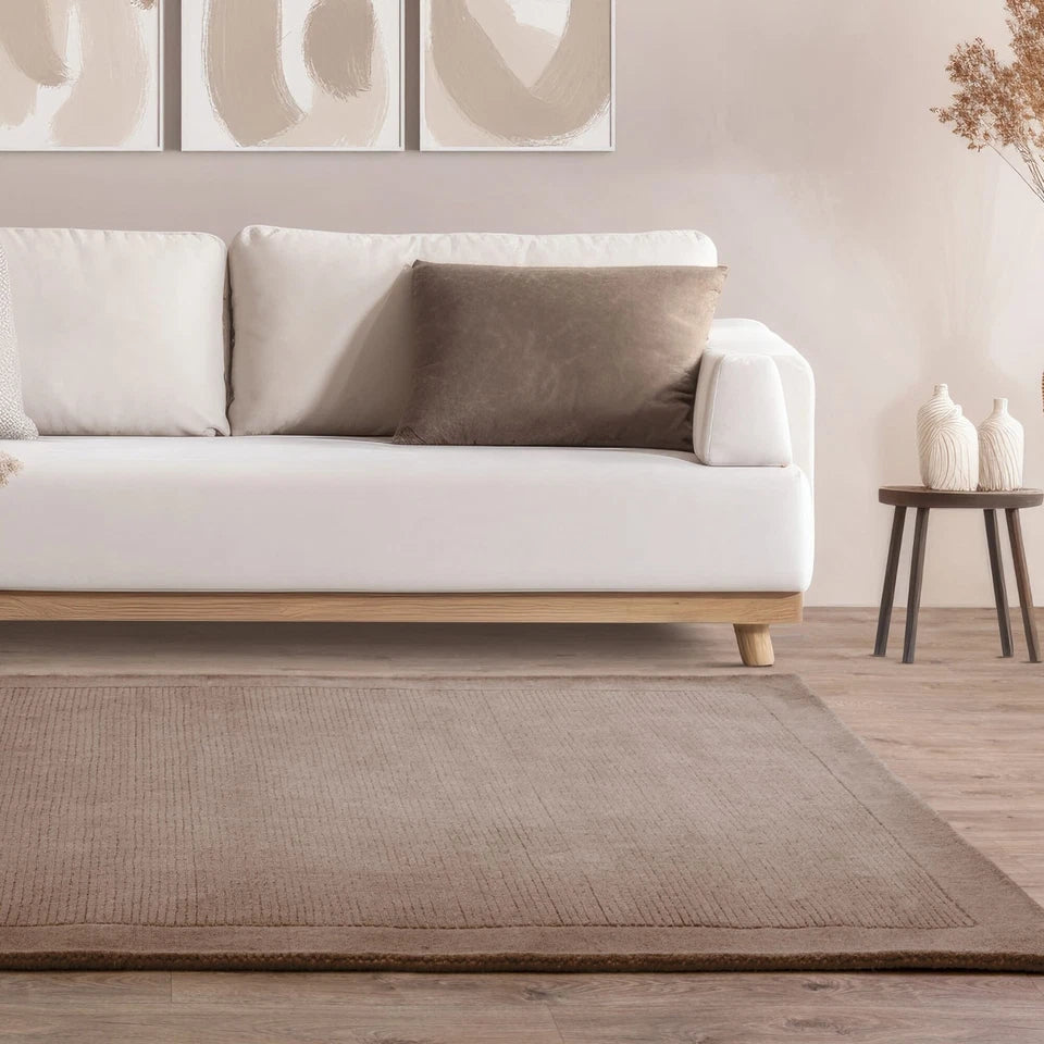 Premium York Taupe Hand Woven Wool Rug 80x150cm – Durable & Stylish Rug by Home Furniture UK (RRP £240)