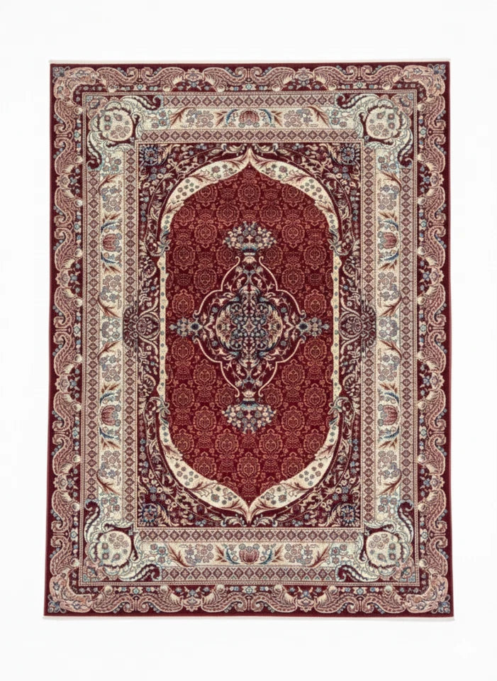 Red Silk Effect Rug 160x230cm Large Luxury Contemporary Abstract Living Room