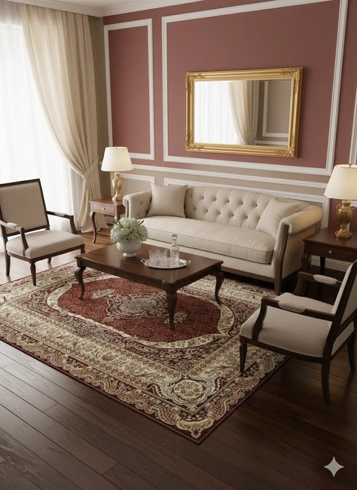 Red Silk Effect Rug 160x230cm Large Luxury Contemporary Abstract Living Room