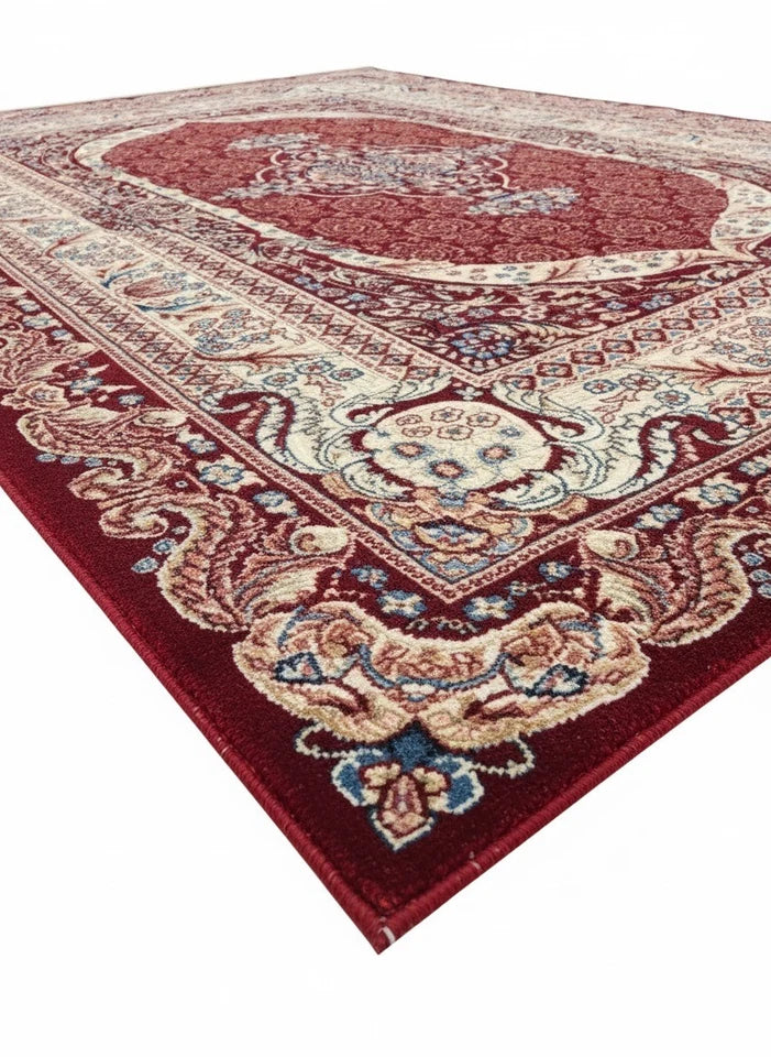 Red Silk Effect Rug 160x230cm Large Luxury Contemporary Abstract Living Room