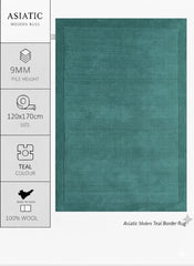 York Teal Wool Rug Contemporary 120x170cm M&S Living Room Bedroom Asiatic