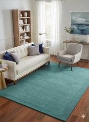 York Teal Wool Rug Contemporary 120x170cm M&S Living Room Bedroom Asiatic