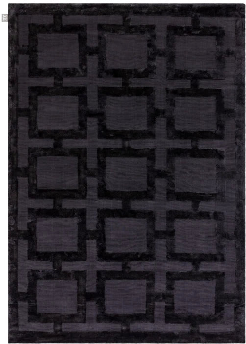 Katherine Carnaby Eaton Black Rug - Hand Made Texture, Luxury By Asiatic 200x300cm, Bedroom & Living Room