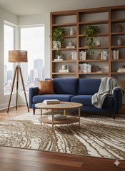 Aurora Rug Brown Gold Dune Abstract Metallic High Shine Living Room Carpet