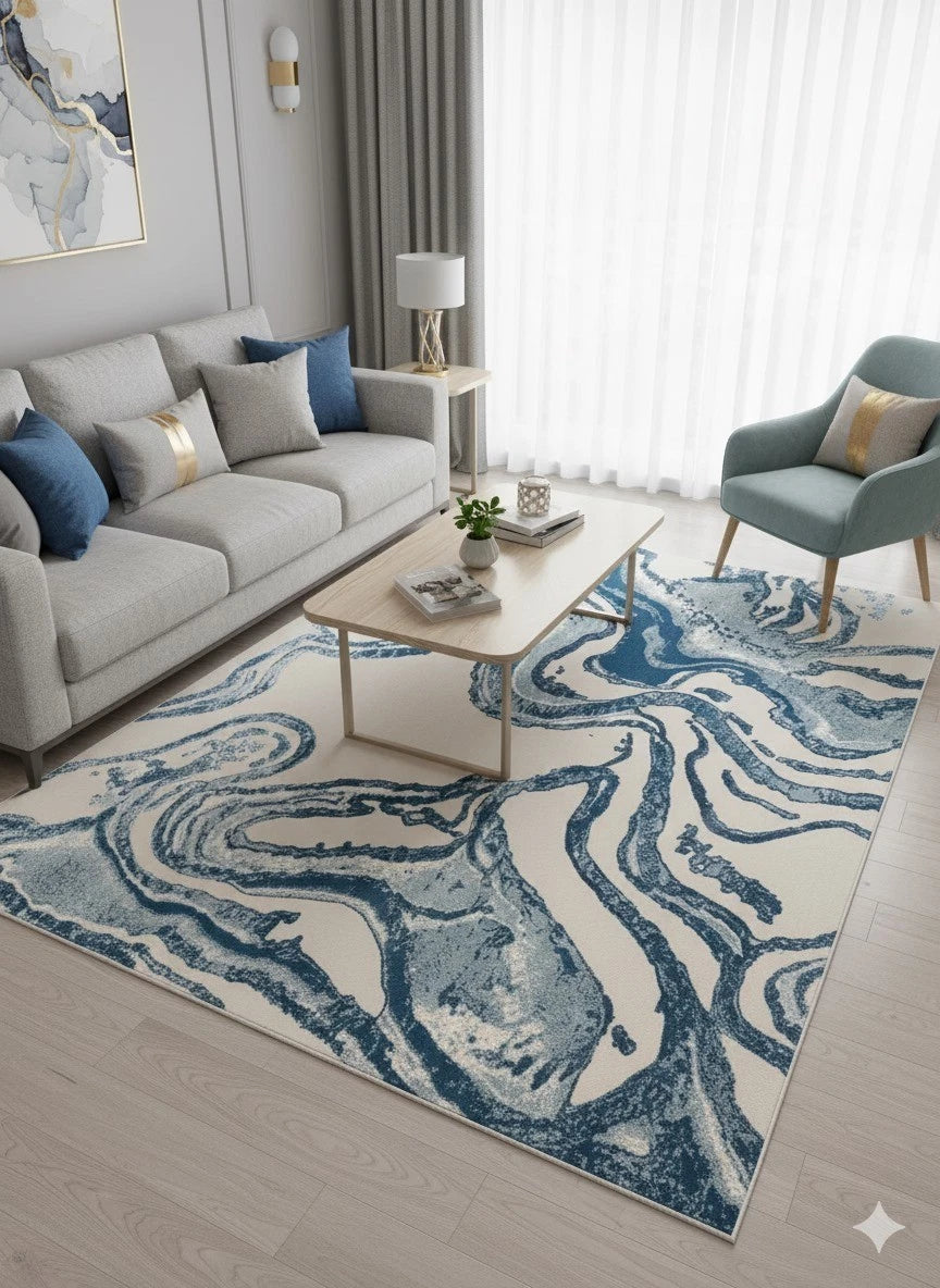 Blue Aurora contemporary Rug 200x290cm, Modern Bedroom Living Room Asia