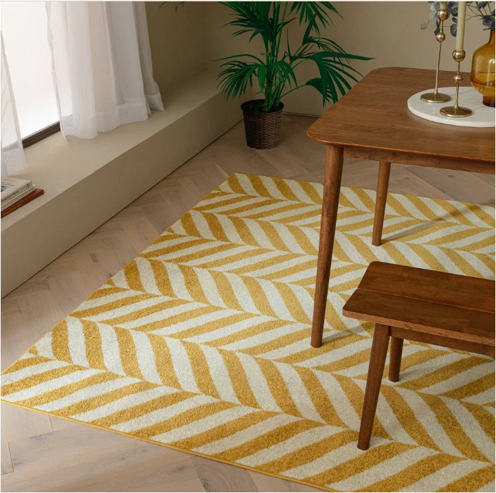 Muse Yellow Chevron Contemporary Rug 80x150cm Premium Living Room Asiatic