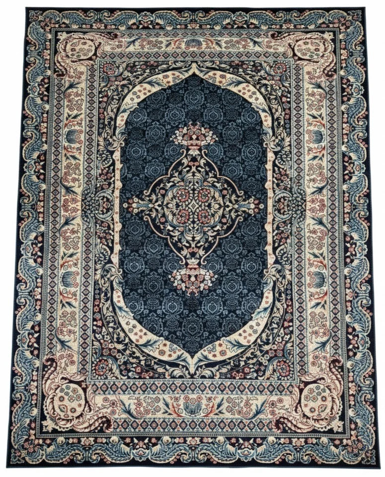 Navy Blue Abstract Rug 160x230cm Large Modern Living Room Carpet Soft Area Mat