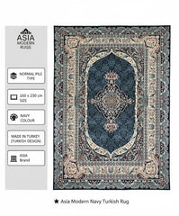 Navy Blue Abstract Rug 160x230cm Large Modern Living Room Carpet Soft Area Mat