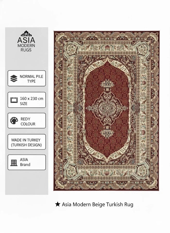 Red Silk Effect Border Rug 160x230cm Modern Living Room Carpet by Asia