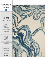 Blue Aurora contemporary Rug 200x290cm, Modern Bedroom Living Room Asia
