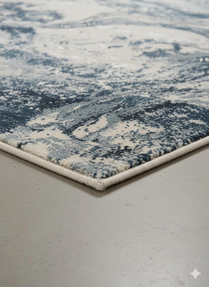 Blue Contemporary Rug 120x170cm Modern Abstract Living Room Carpet Soft Area Mat